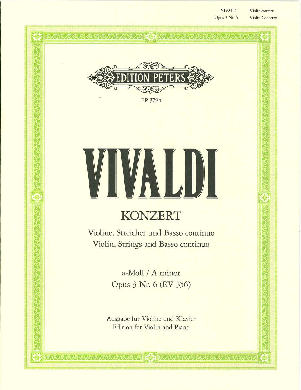 Vivaldi, Concerto op. 3/ 6 (Kuchler) (Peters)