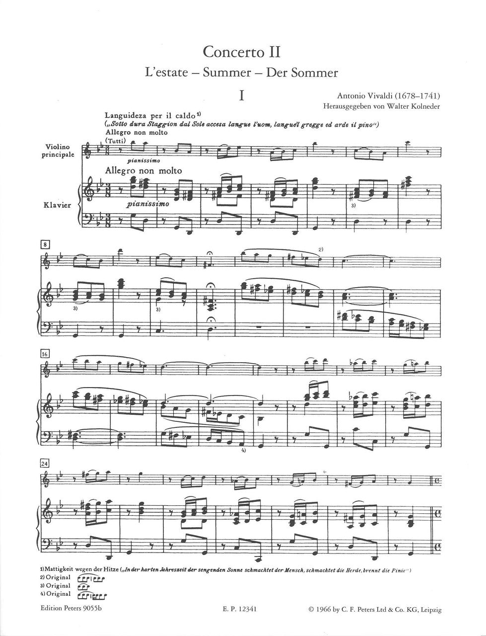 Vivaldi, Concerto op. 8/ 2: Summer (Peters)