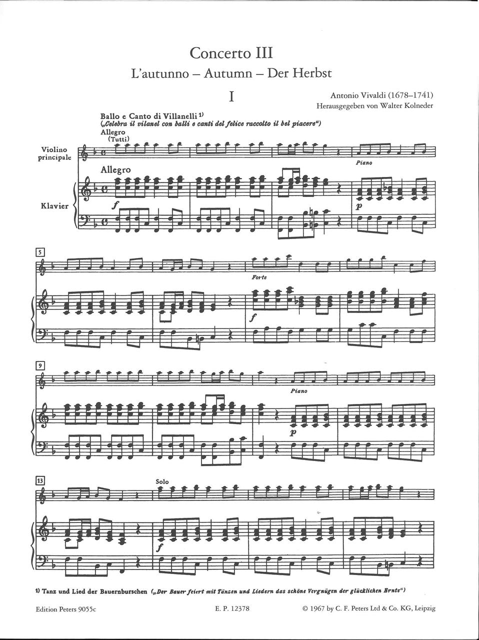 Vivaldi, Concerto op. 8/ 3: Autumn (Peters)