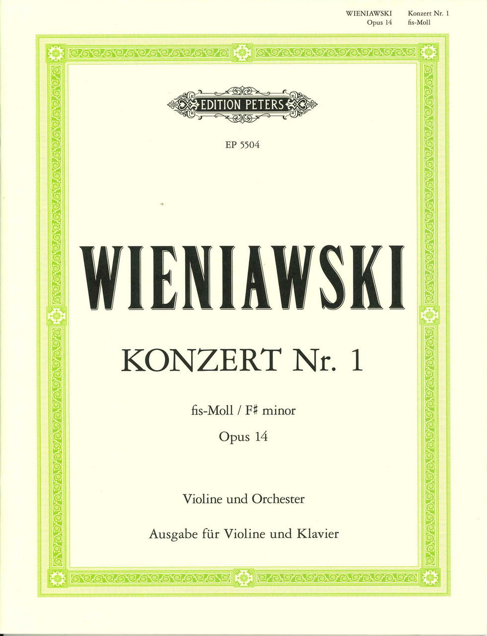 Wieniawski, Concerto No. 1 (Dello/Schulk (Peters)