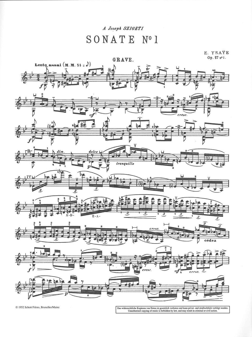 Ysaye, 6 Sonates op. 27; Etude posthume (Schott Freres)