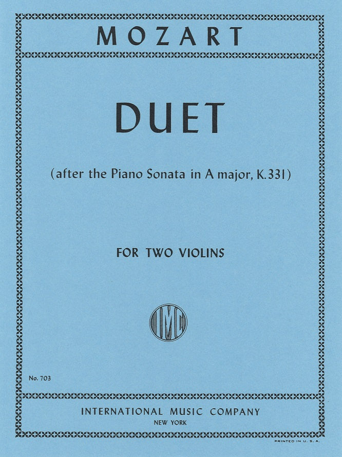 Mozart, Duet in A, After KV 331 (IMC)