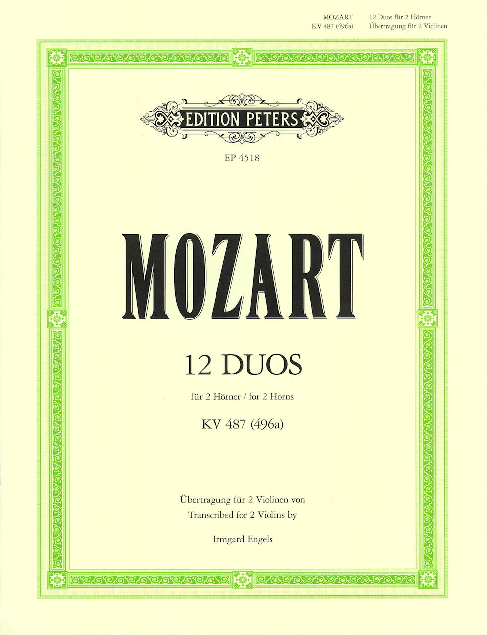 Mozart, 12 Duos KV 496a(487) (Engels) (Peters)