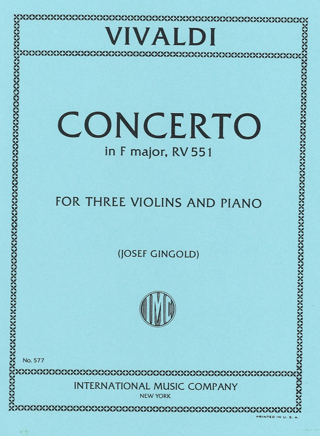 Vivaldi, Concerto in F, RV 551 (3Vn,Pf) (IMC)