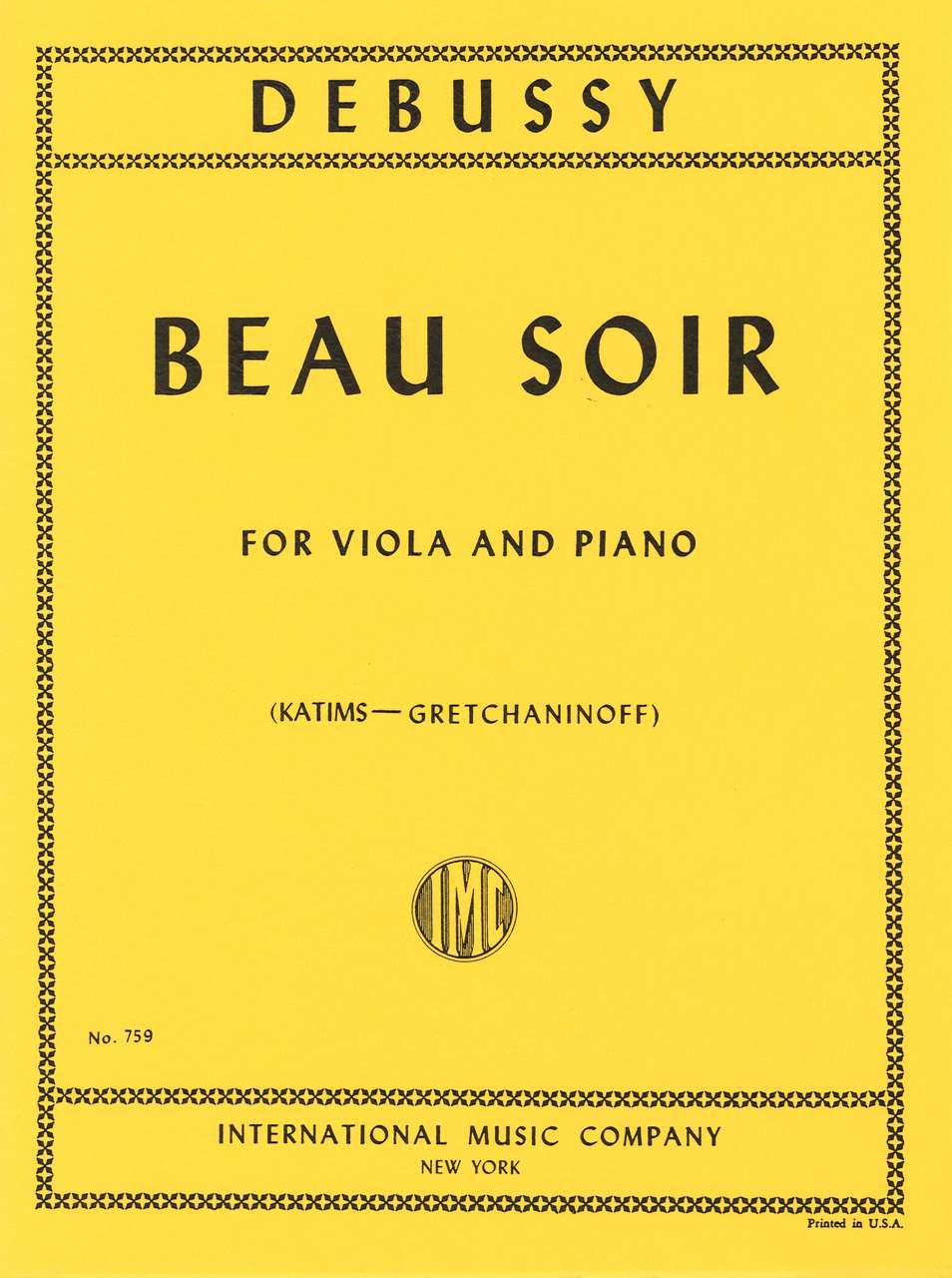 Debussy, Beau Soir (Katims) (IMC)