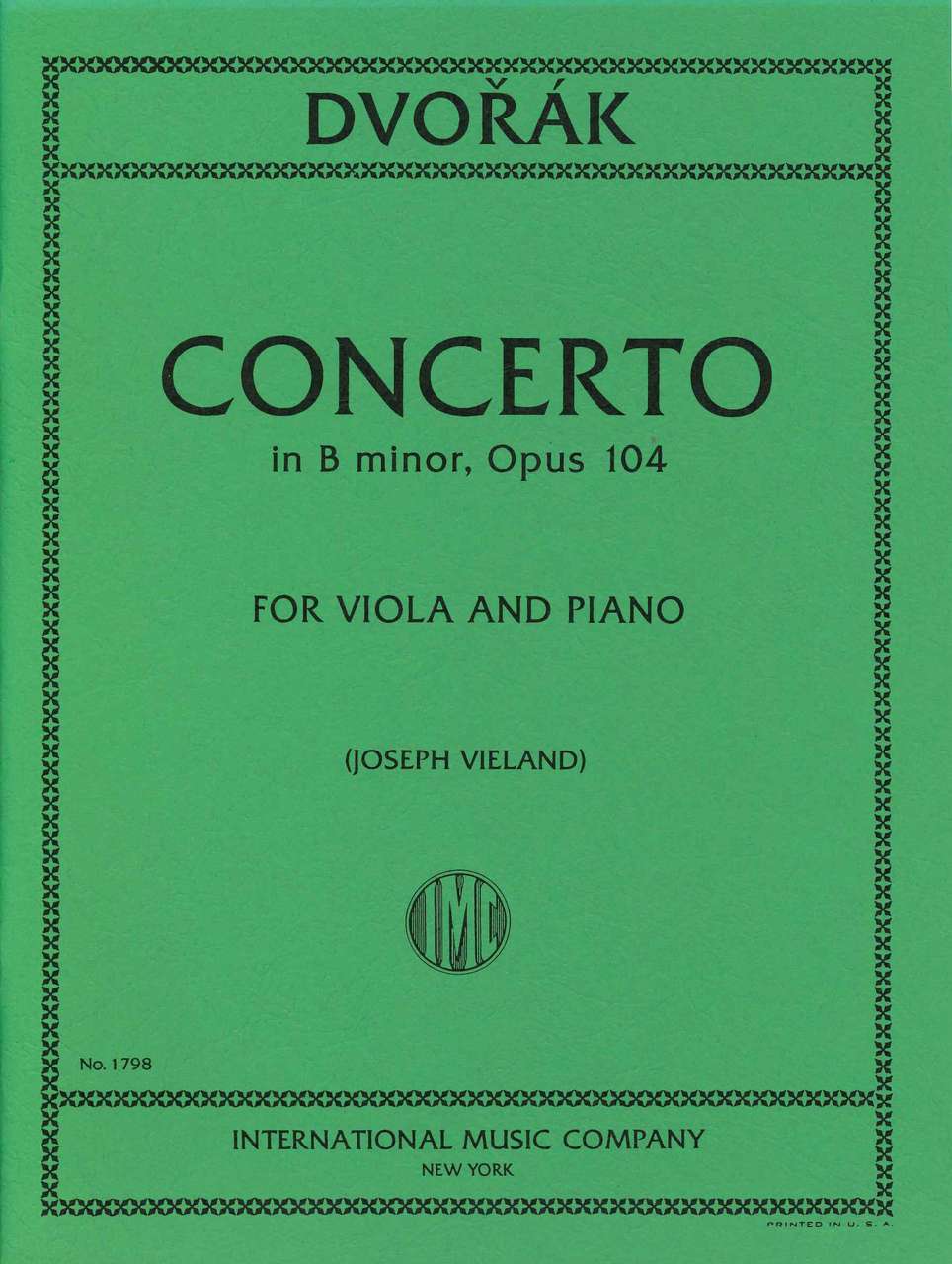 Dvorak, Cello Concerto (Vieland) (Va,Pf) (IMC)