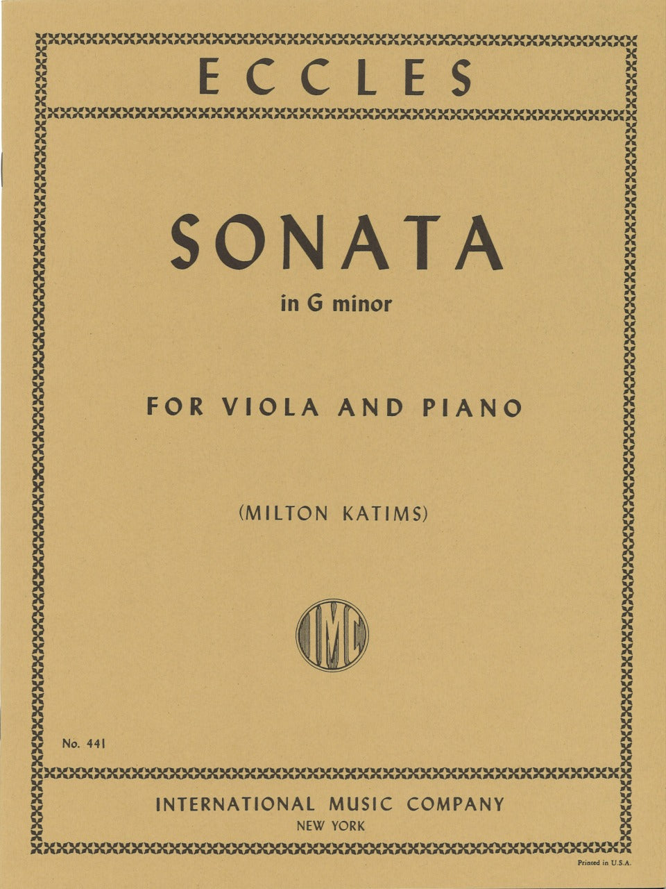Eccles, Sonata in g minor (Katims) (IMC)