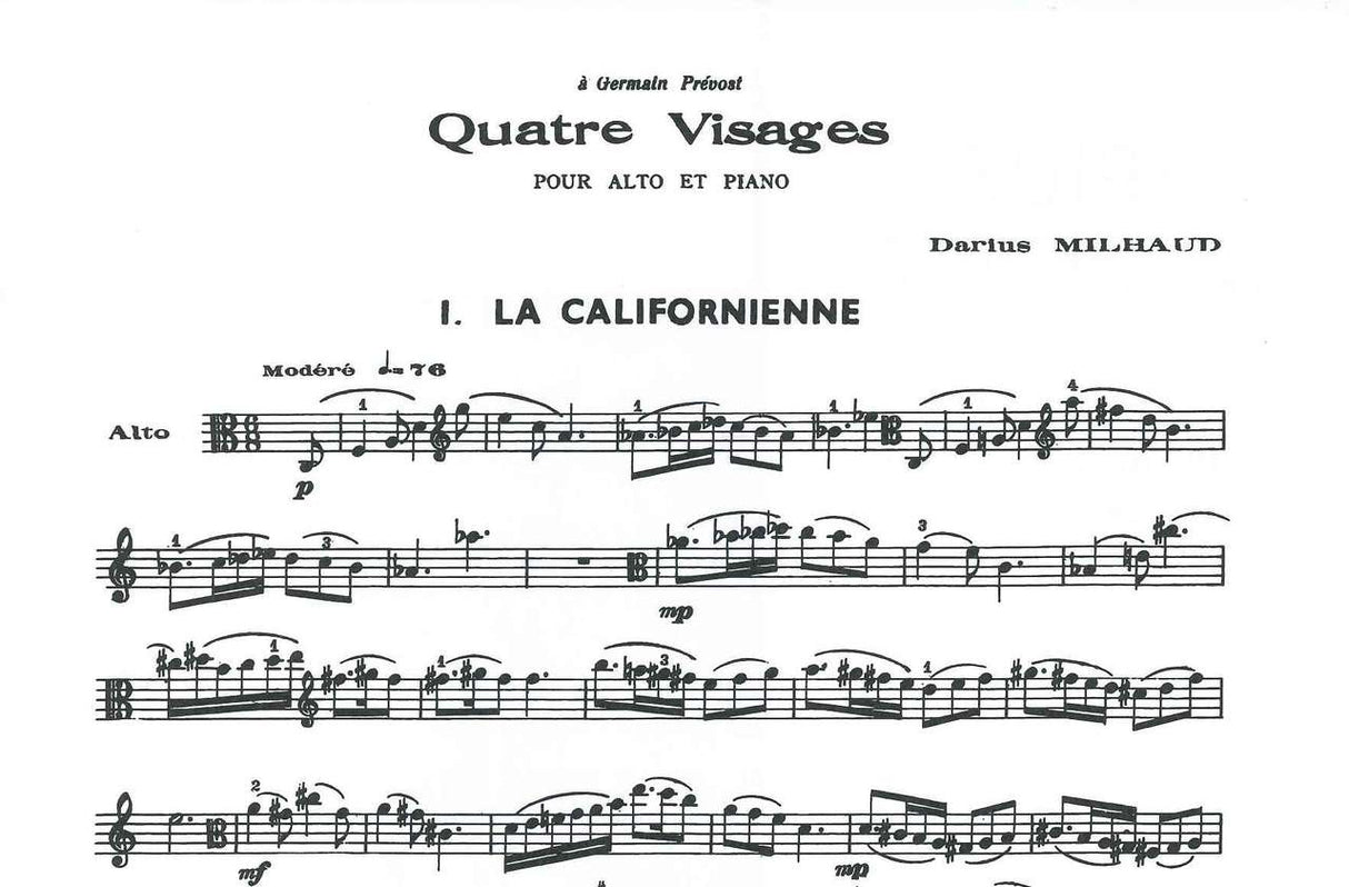 Milhaud, Quatre Visages, 1: Californienn (Heugel)