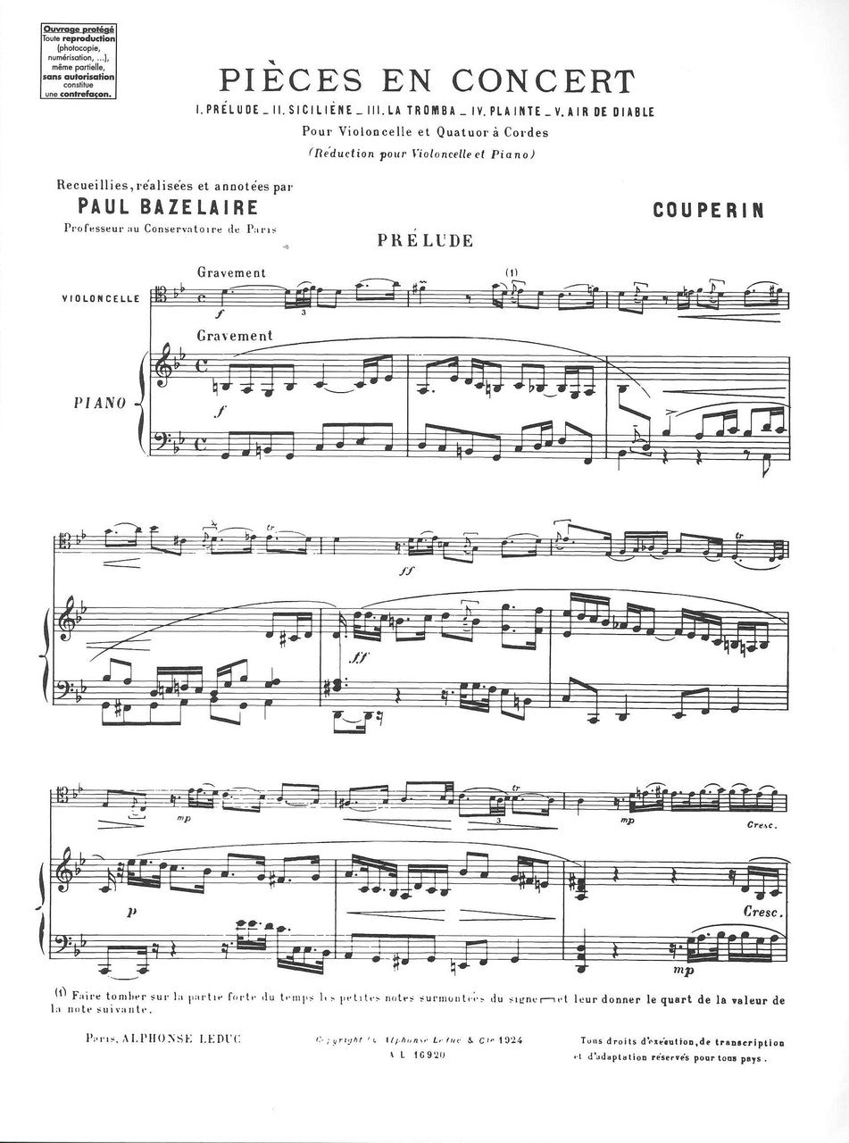 Couperin, Pieces en Concert (Vc,Pf) (Leduc)