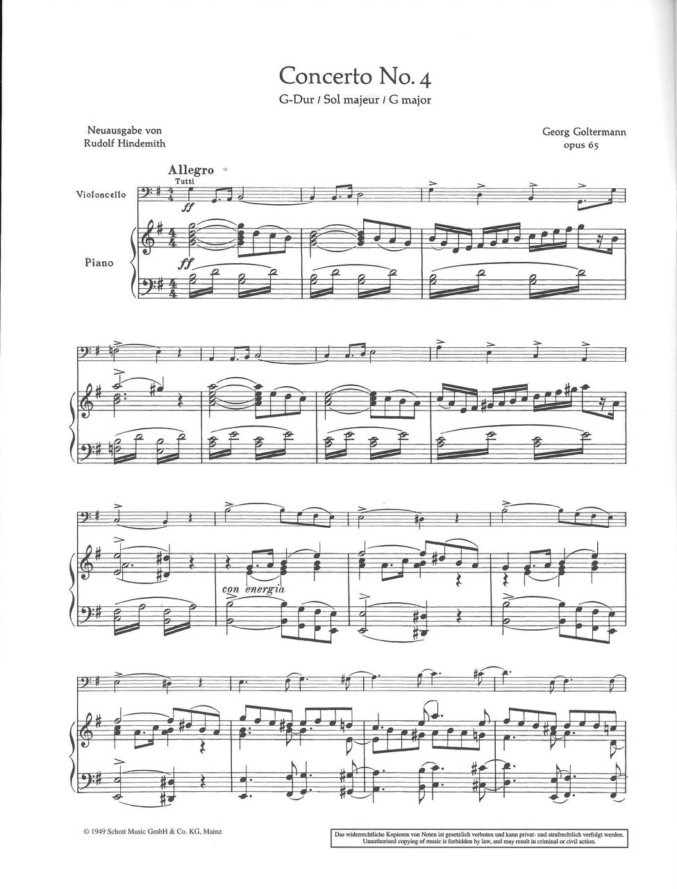 Goltermann, Concerto No. 4 (Hindemith) (Schott)