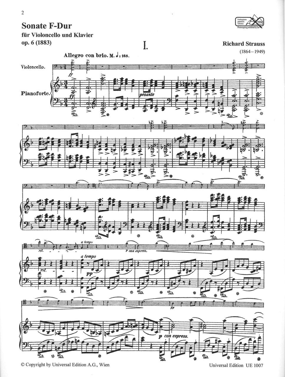 Strauss,R., Sonata op. 6 in F (Universal)