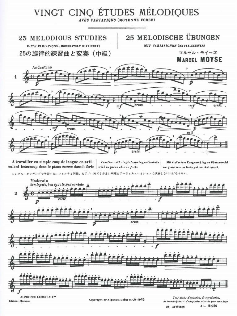 Moyse, 25 Etudes melodiques avec var. (Leduc)