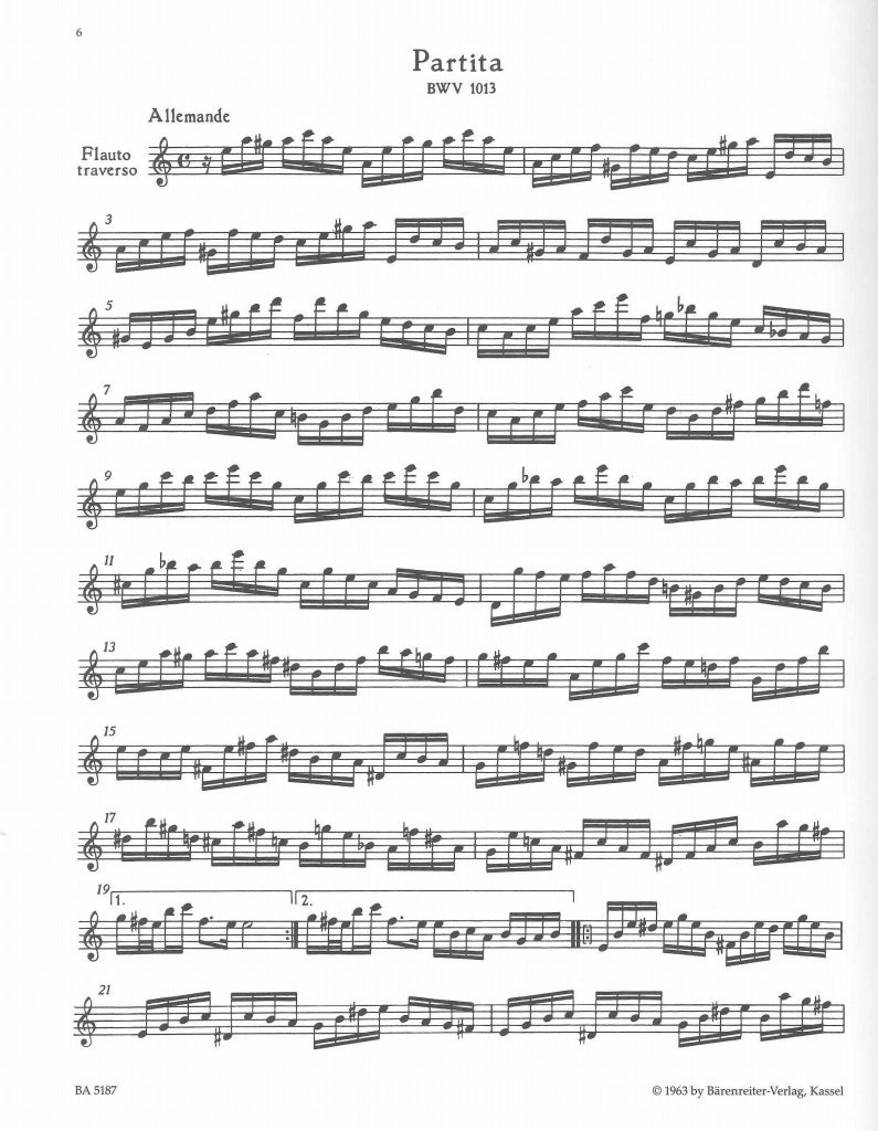 Bach, Partita BWV 1013 in a (Schmitz) (Barenreiter)