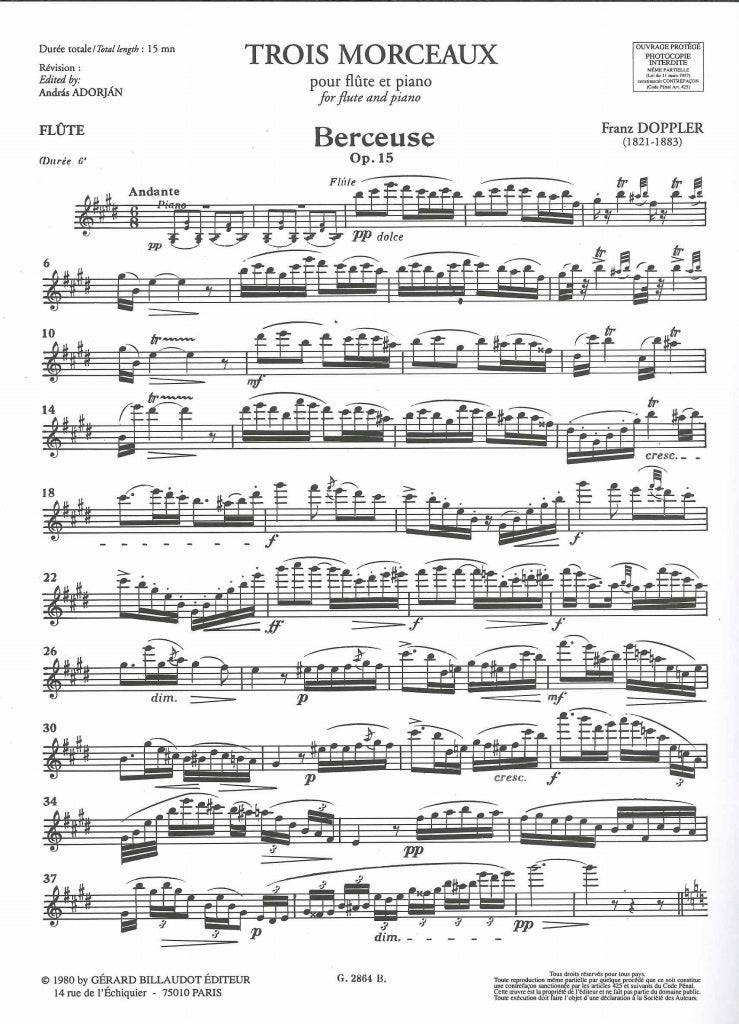 Doppler, 3 Morceaux op. 15-17 (Billaudot)