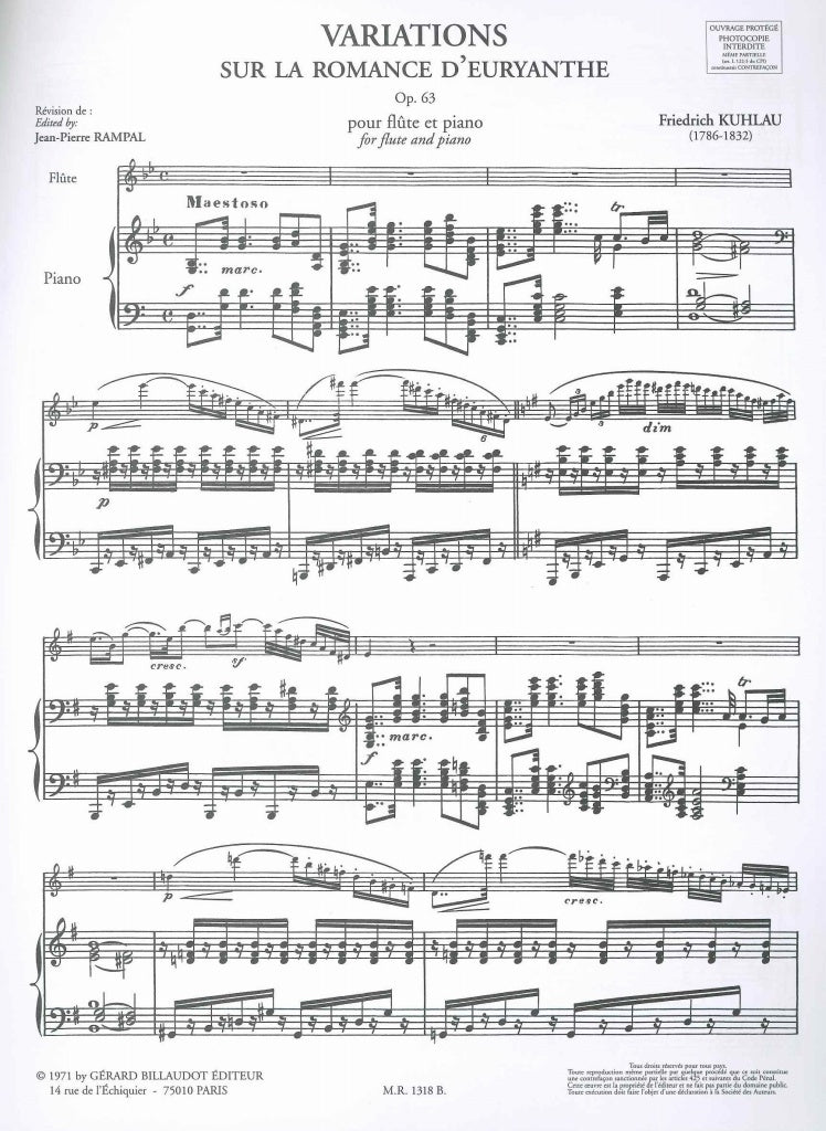 Kuhlau, Variations sur Euryanthe op. 63 (Billaudot)
