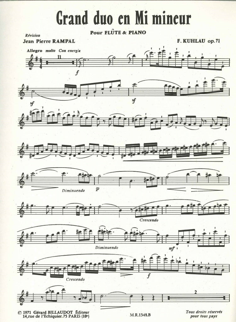 Kuhlau, Grand Duo op. 71 in e (Sonata) (Billaudot)