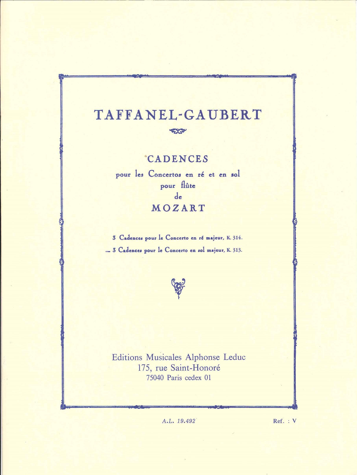 Mozart, Conc K 313 Cadenz Taffanel-Gaube (Leduc)