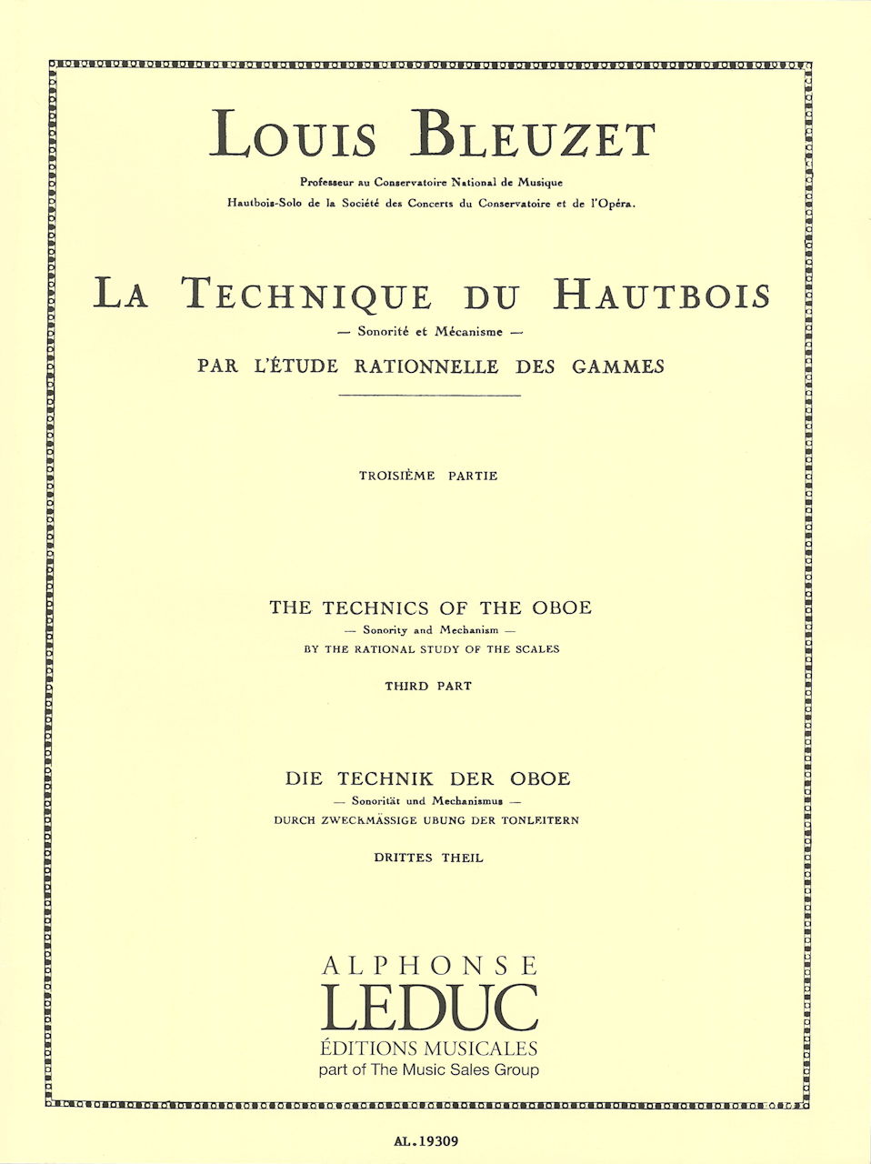 Bleuzet, Technique du hautbois 3 (Leduc)