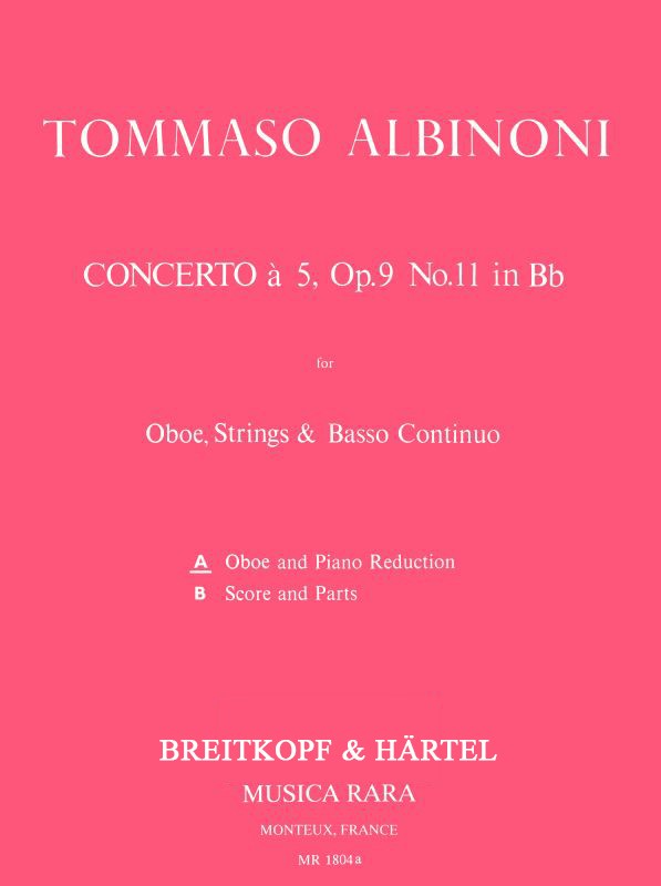 Albinoni, Concerto op. 9/11 in Bb (Musica Rara)