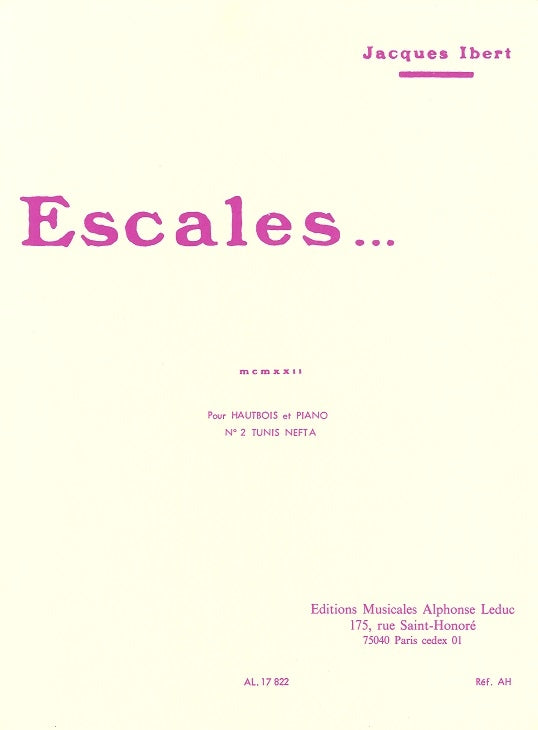 Ibert, Escales No.2, Tunis-Nefta (Ob,Pf) (Leduc)