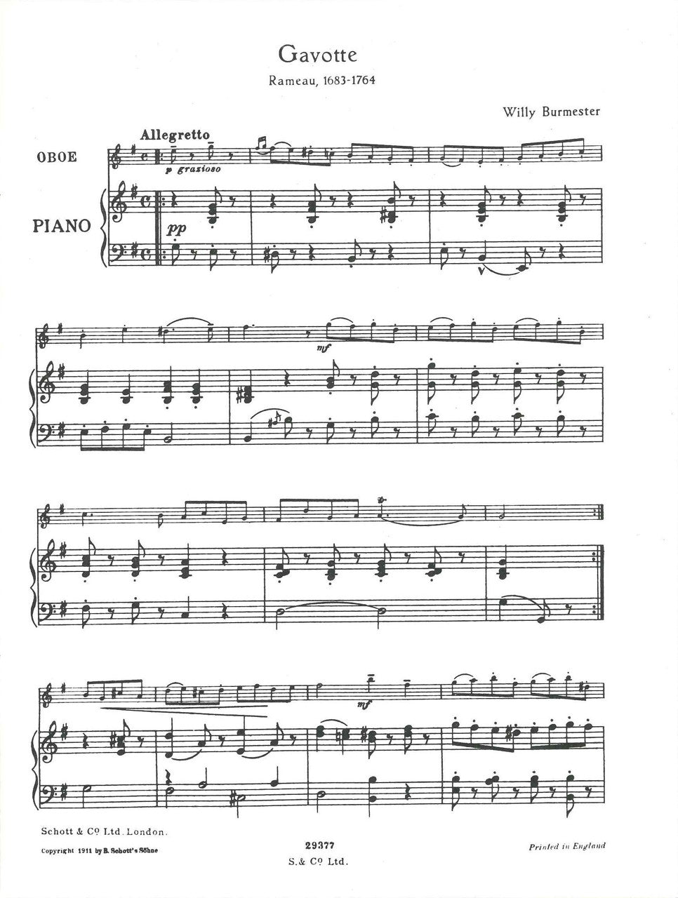 Rameau, Gavotte (Burmester) (Schott)