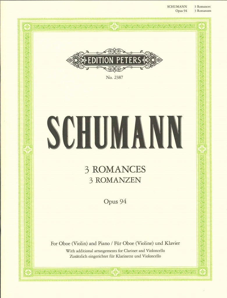 Schumann, 3 Romanzen op.94 (Ob/Cl/Vc,Pf) (Peters)