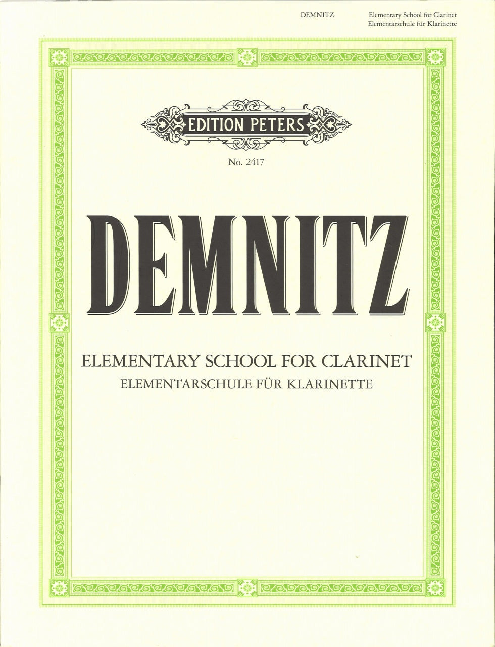 Demnitz, Elementarschule fur Klarinette (Peters)