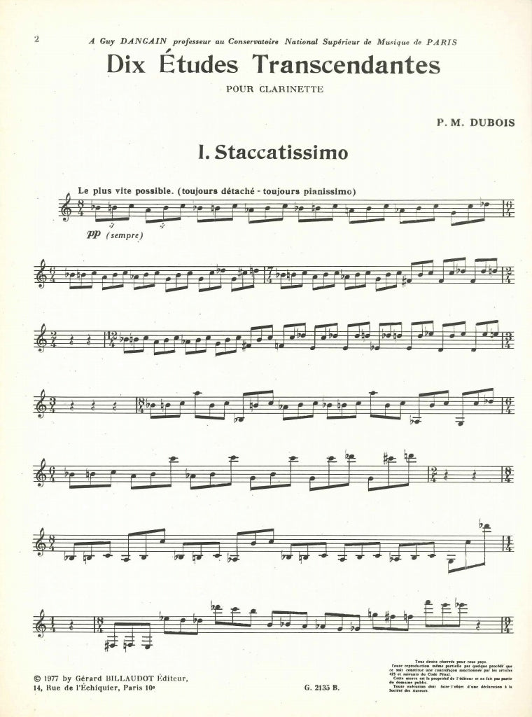 Dubois, 10 Etudes transcendantes (Billaudot)