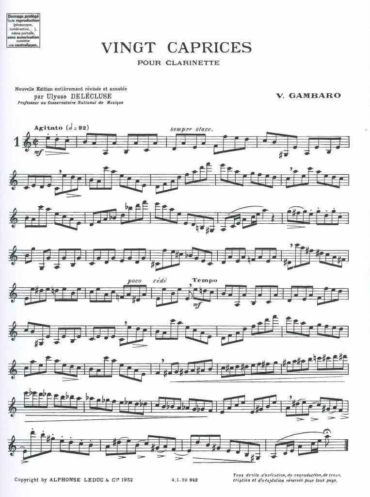 Gambaro, 20 Caprices (Delecluse) (Leduc)