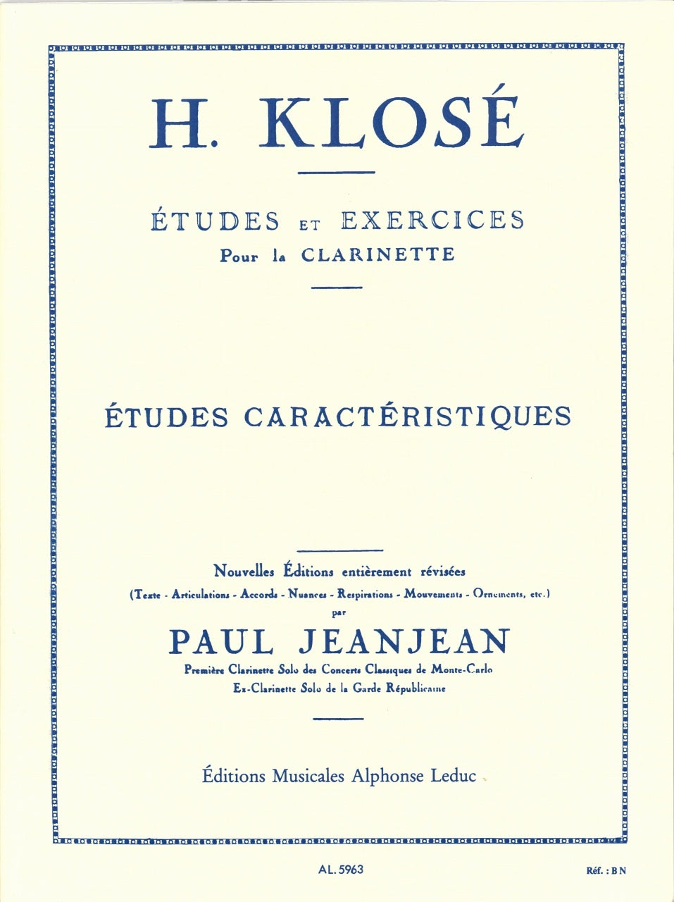 Klose, Etudes caracteristiques (Leduc)