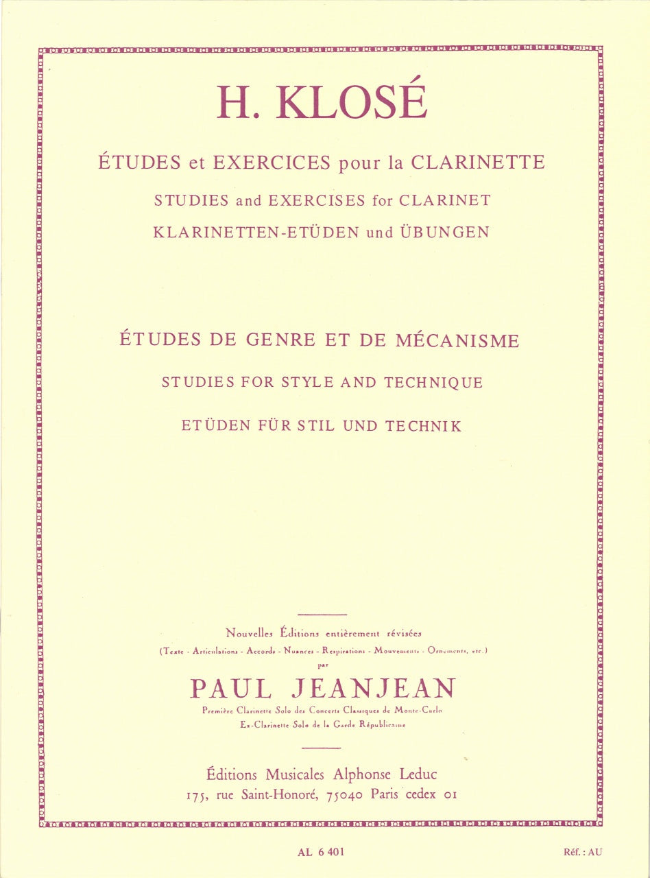 Klose, Etudes de genre et de mecanisme (Leduc)