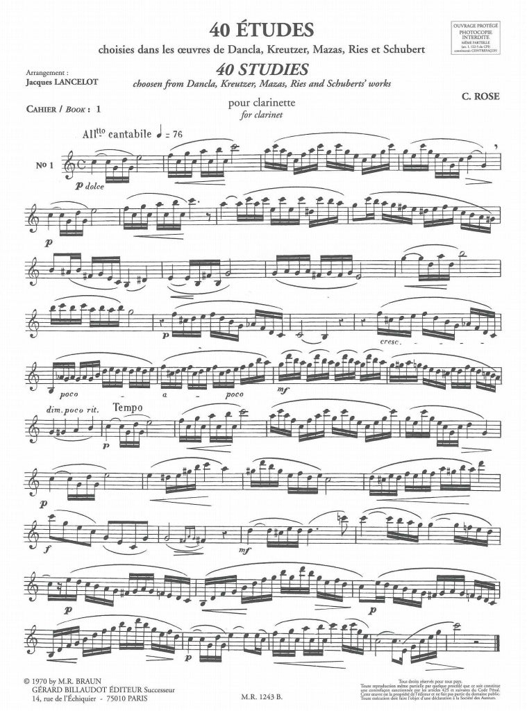 Rose, 40 Etudes, 1 (Lancelot) (Billaudot)