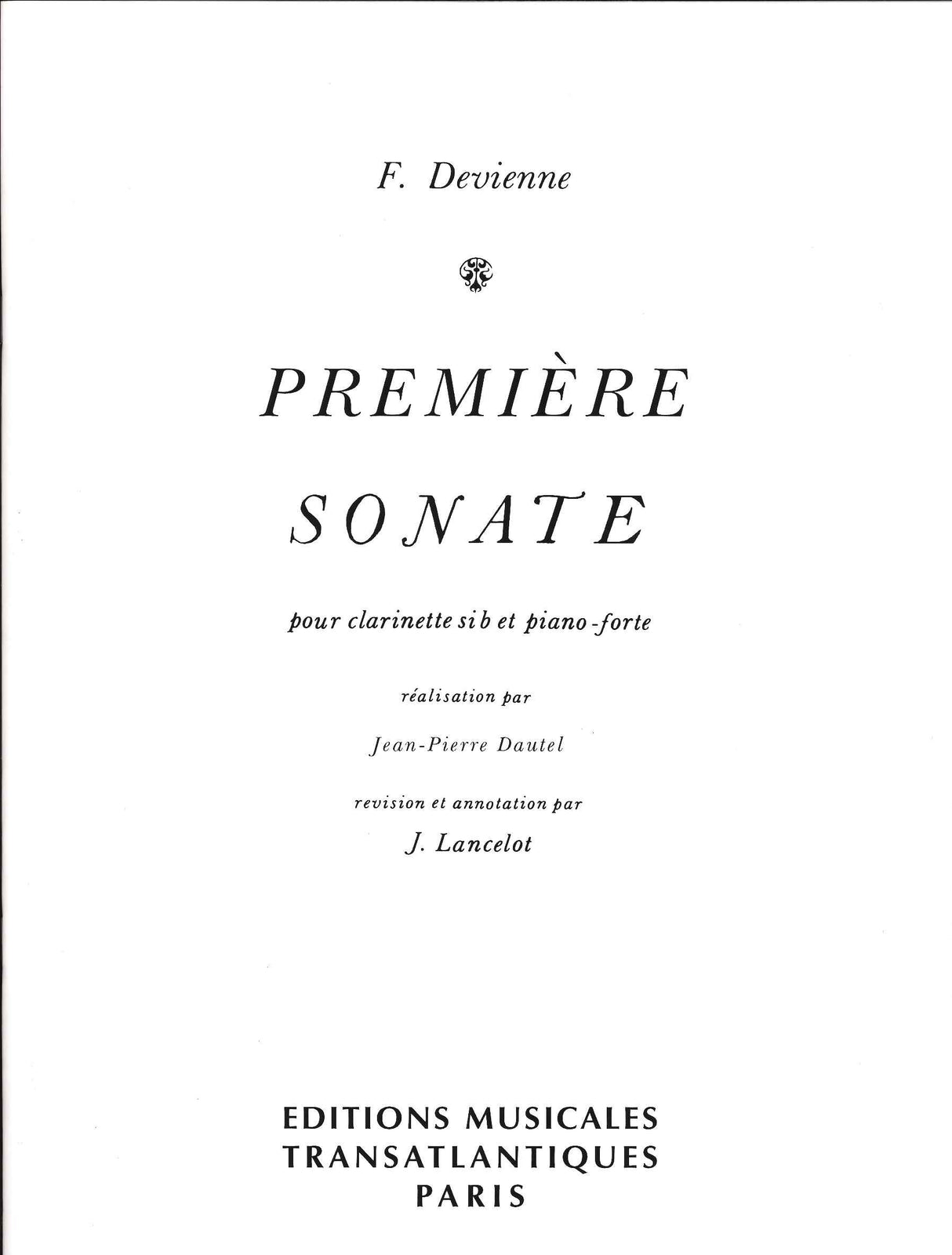 Devienne, Sonata No. 1 (Lancelot) (Transatlantiques)