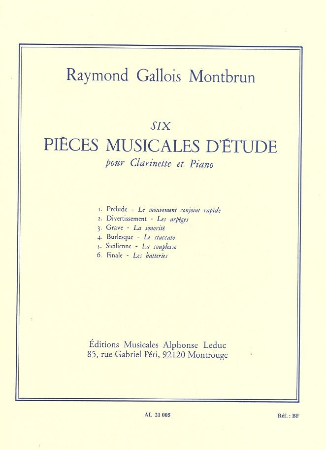 Gallois-Montbrun, 6 Pieces musicales (Leduc)