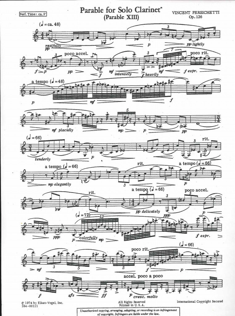 Persichetti, Parable 13 op. 126 (1973) (Elkan-Vogel)