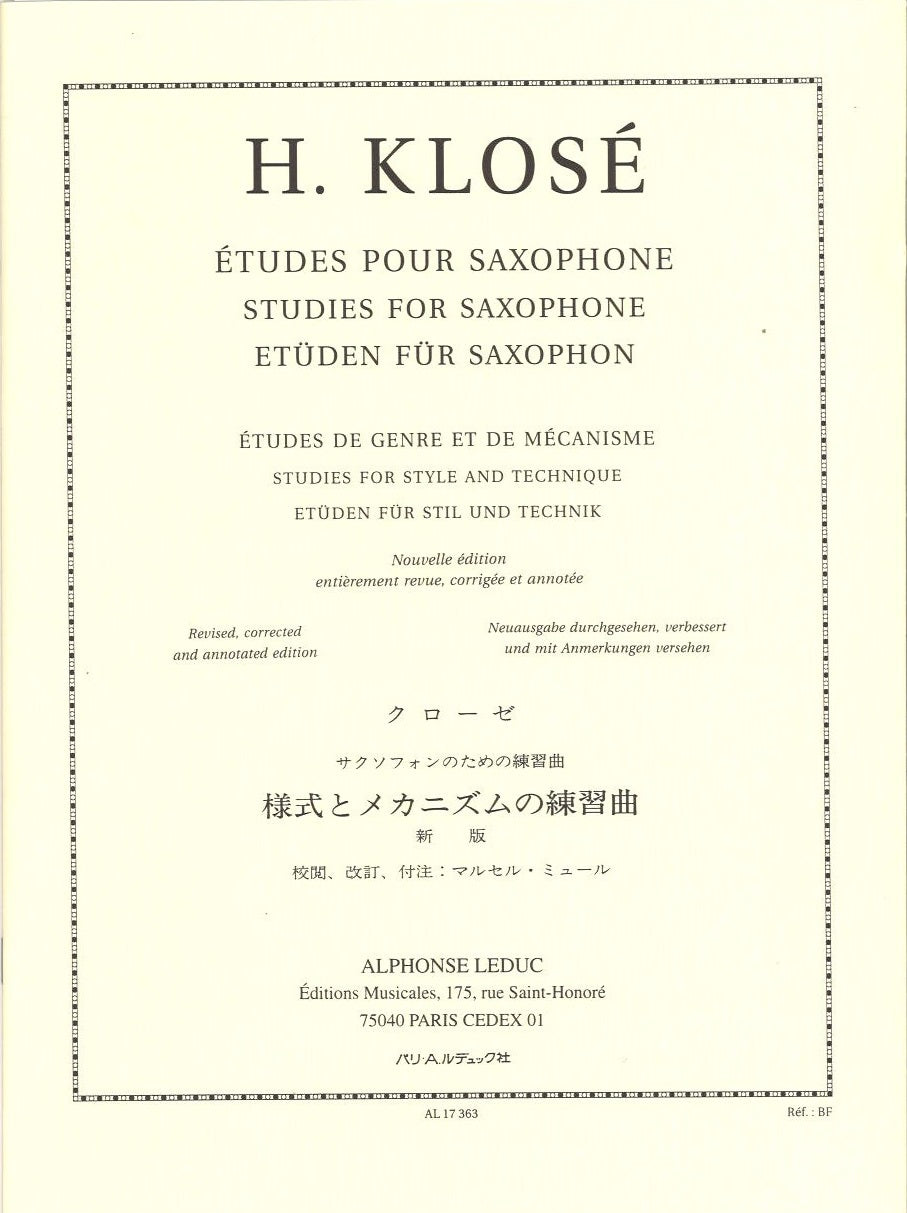 Klose, Etudes de genre et de mecanisme (Leduc)