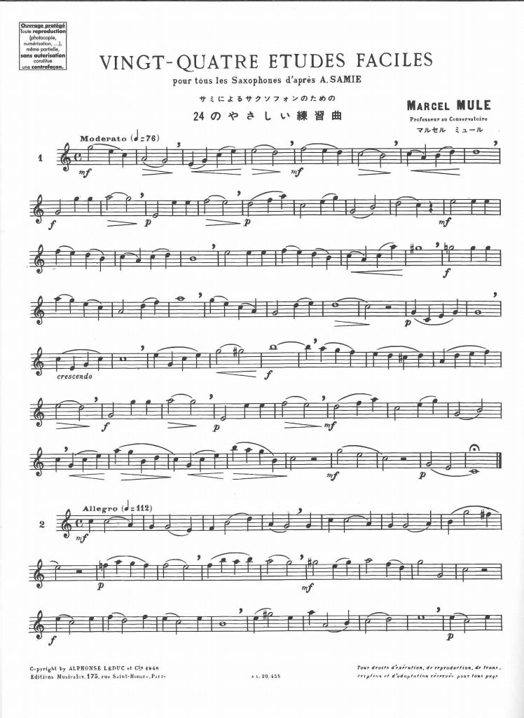 Mule, 24 Etudes faciles, d'apres Samie (Leduc)