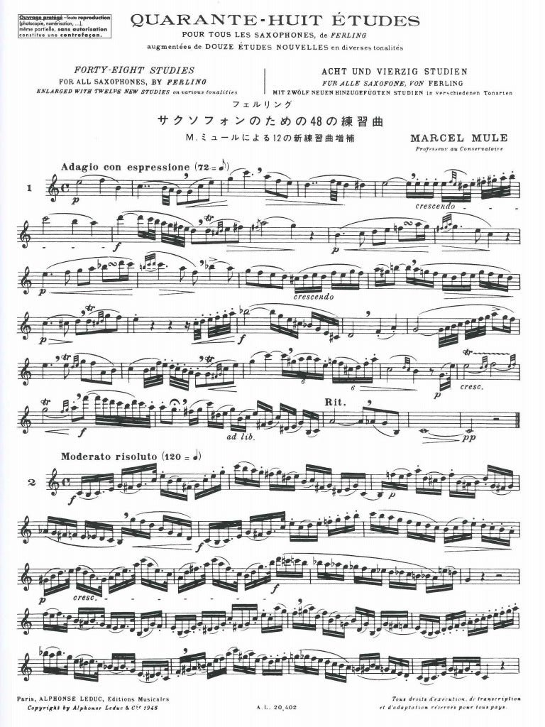 Mule, 48 Etudes, d'apres Ferling (Leduc)
