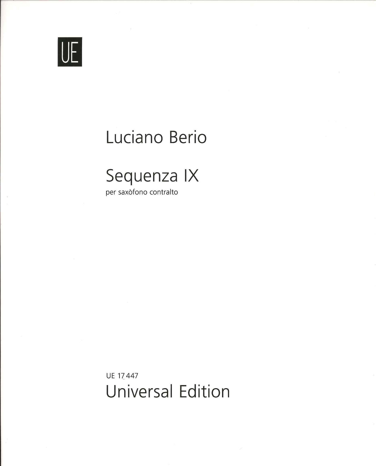 Berio, Sequenza 9b (ASax Solo) (Universal)