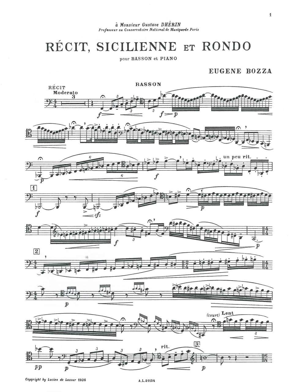 Bozza, Recit, Sicilienne et Rondo (Leduc)