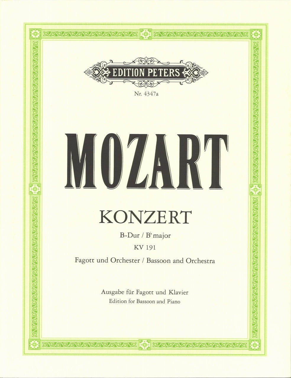 Mozart, Concerto KV 191(186e) in Bb (Peters)