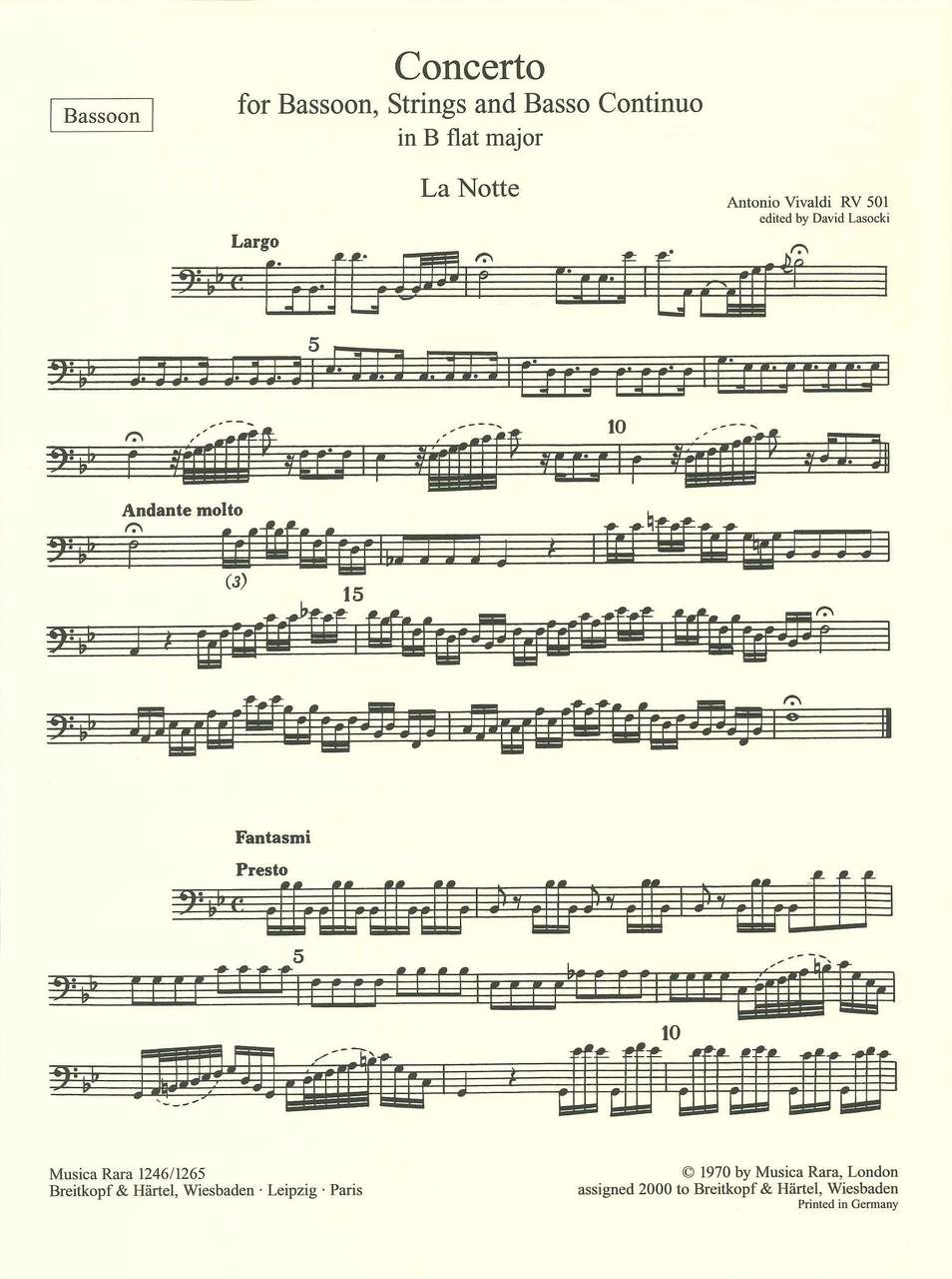 Vivaldi, Concerto in Bb RV 501 La Notte (Musica Rara)