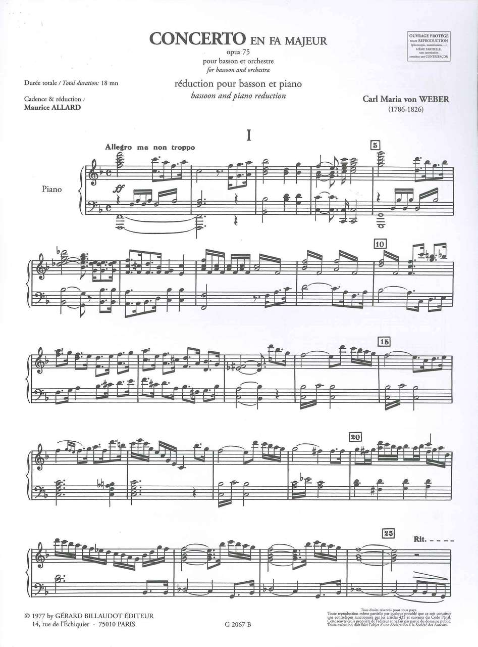Weber, Concerto op. 75 in F (Allard) (Billaudot)