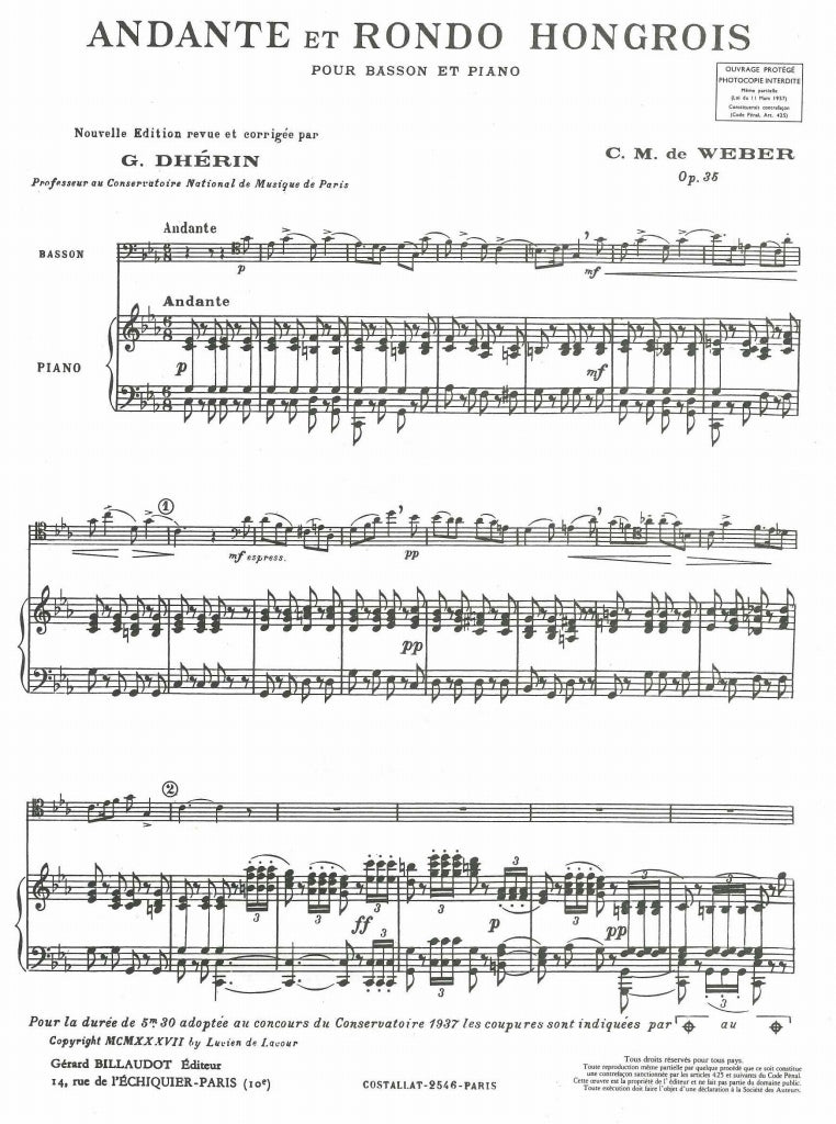 Weber, Andante & Rondo ungarese (Dherin) (Costallat/Billaudot)