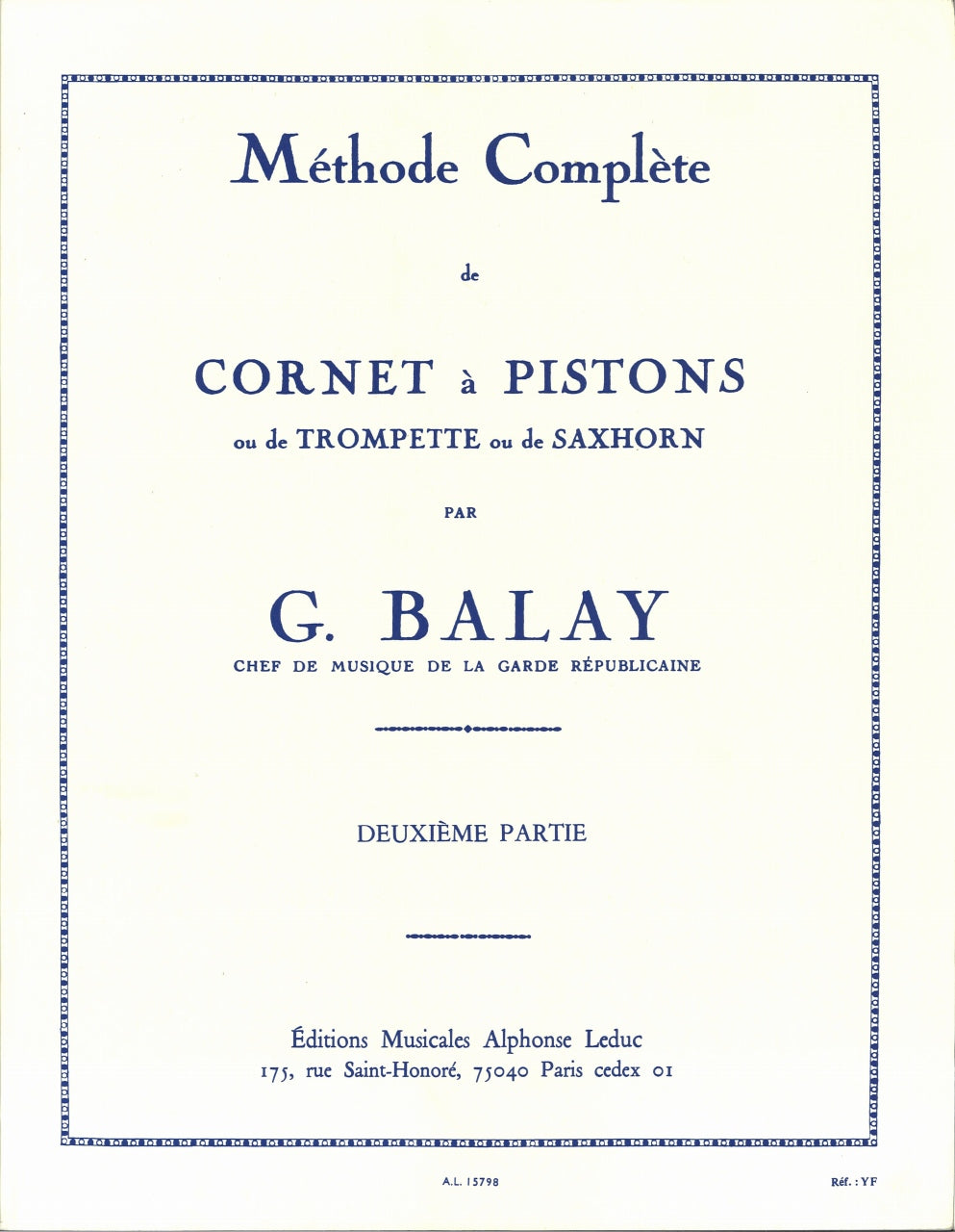 Balay, Methode complete de cornet 2 (Leduc)