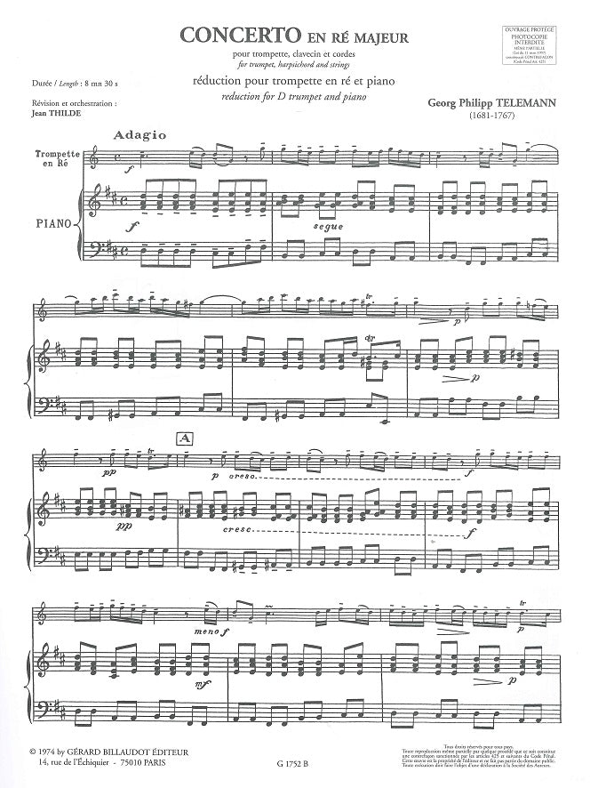 Telemann, Concerto in D TWV 51/D7(Thilde (Billaudot)