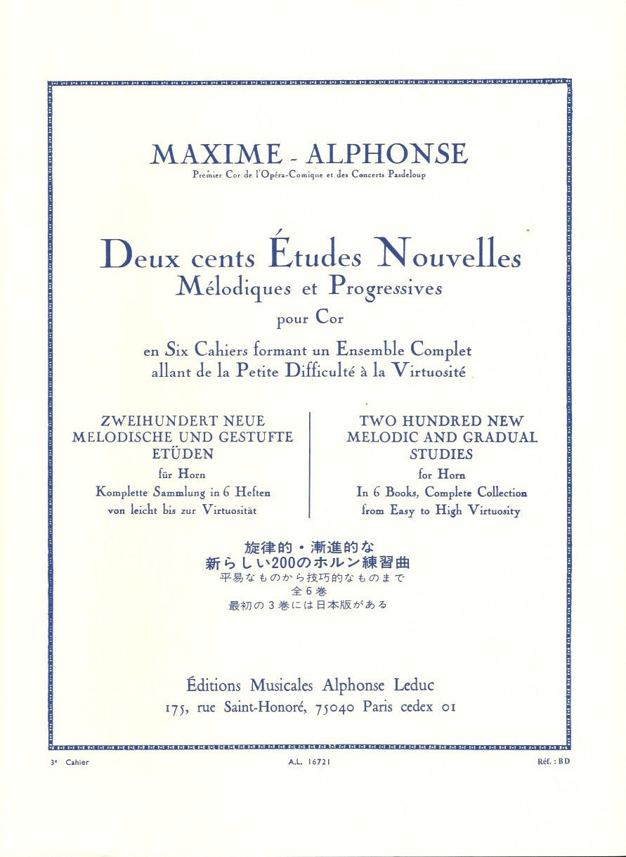 Maxime-Alphonse, 200 Etudes nouv., 3 (Leduc)