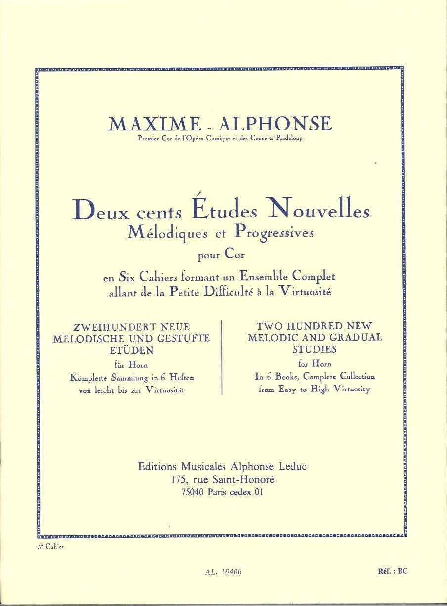 Maxime-Alphonse, 200 Etudes nouv., 5 (Leduc)