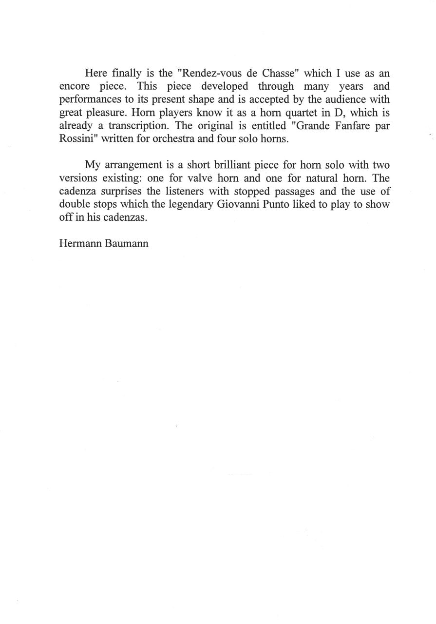 Rossini, Rendez-vous de chasse (Baumann) (McCoy's Horn Library)