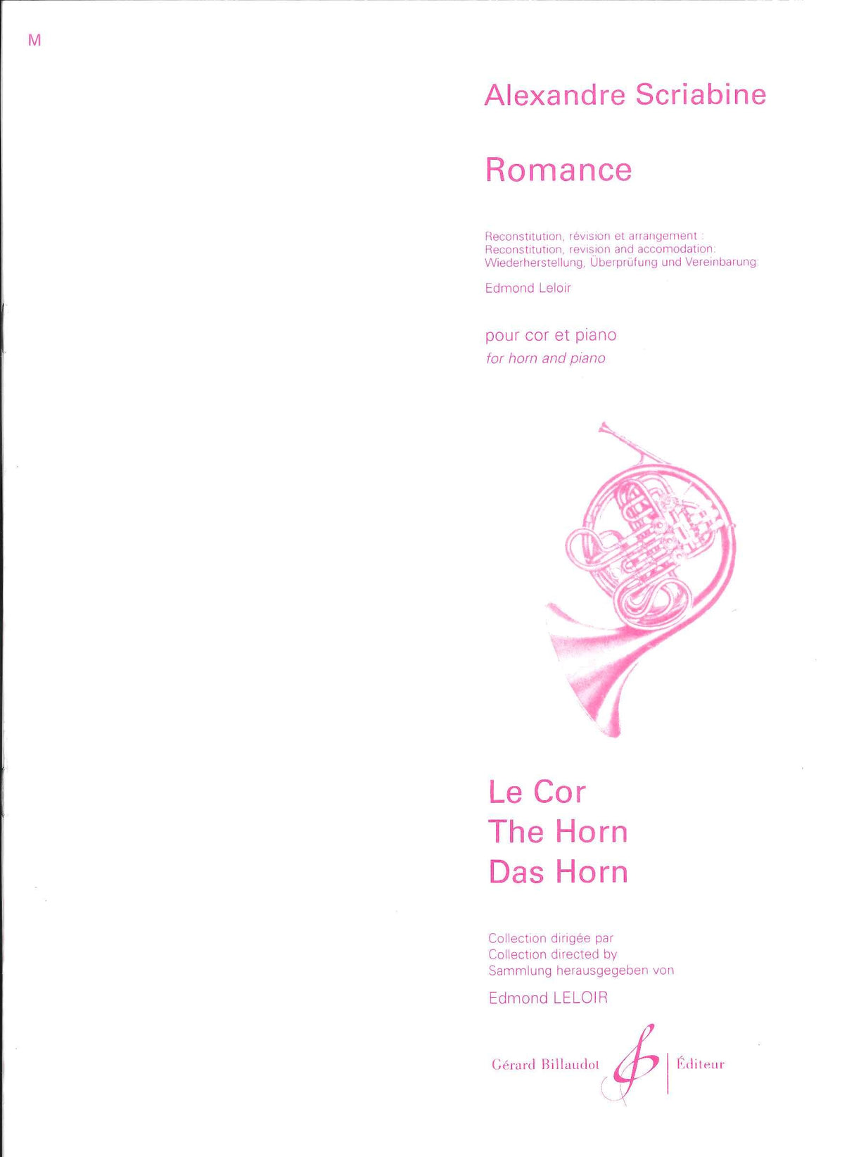 Scriabin, Romance (Hn,Pf) (Leloir) (Billaudot)